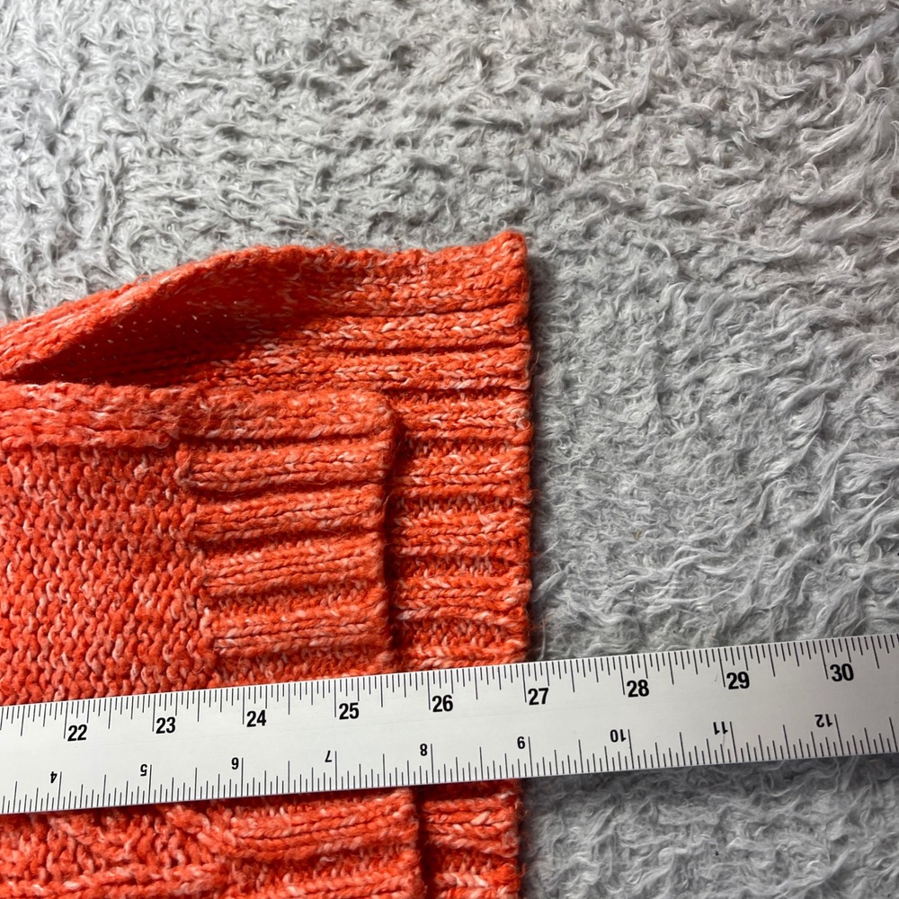 St Johns Bay Womens Orange Marled Cable Knit Sweater High Low Hem Size M - Picture 6 of 9
